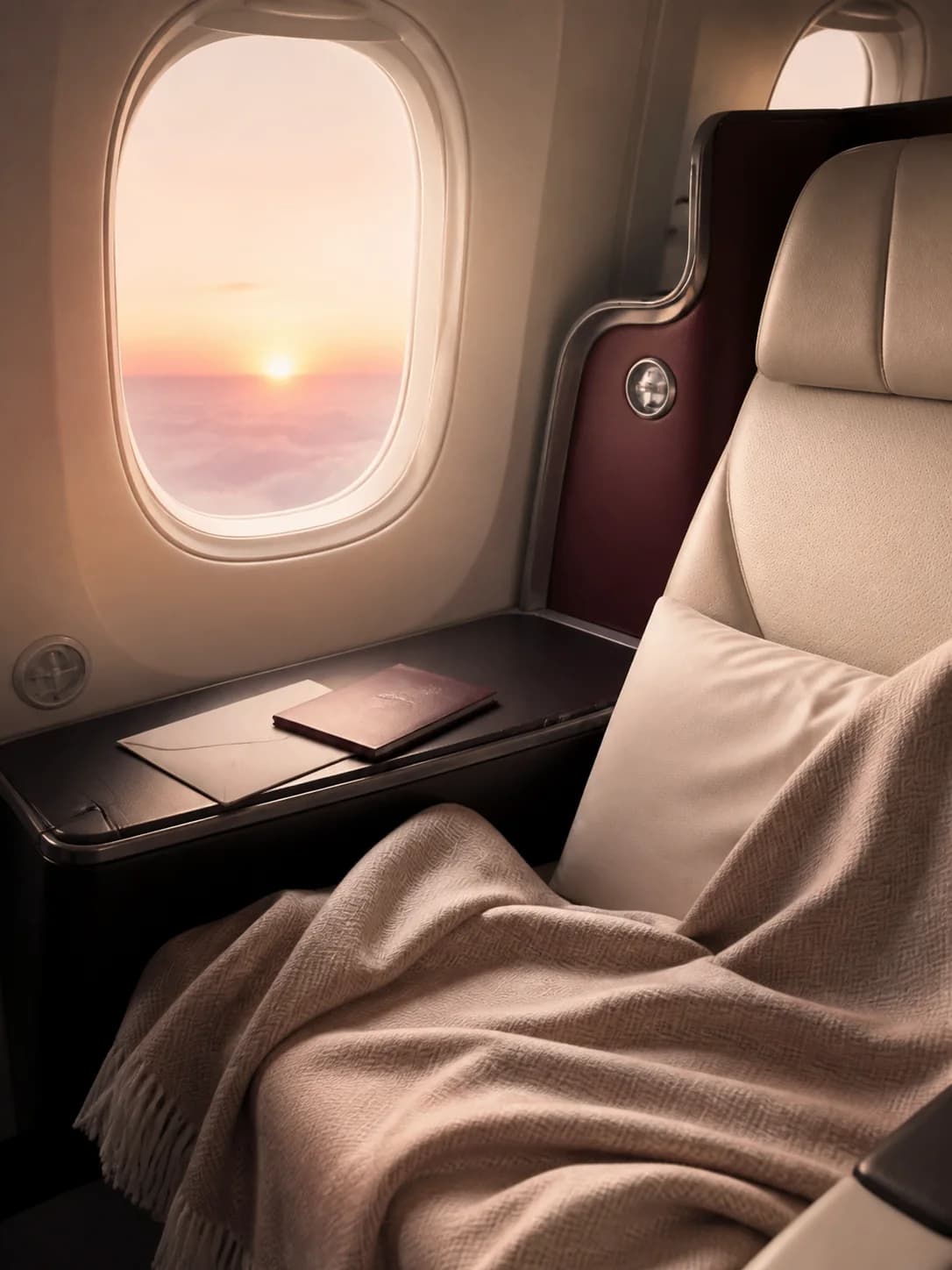 A first-class window seat at sunrise