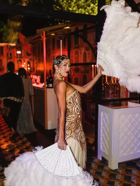 A guest in couture at a Wedded Wonderland event